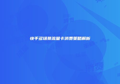 快手多场景流量卡消费策略解析