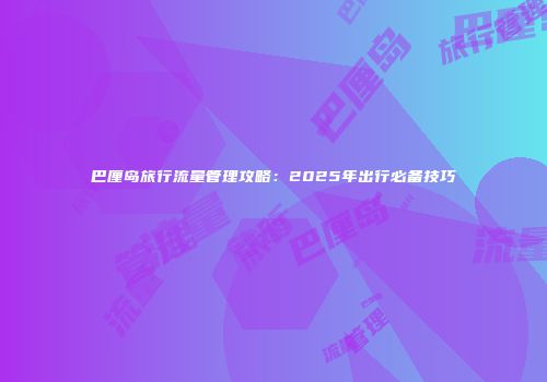 巴厘岛旅行流量管理攻略：2025年出行必备技巧
