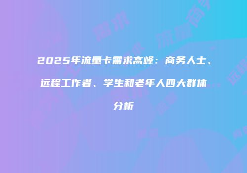 2025年流量卡需求高峰：商务人士、远程工作者、学生和老年人四大群体分析