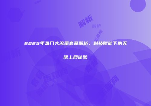 2025年热门大流量套餐解析：科技赋能下的无限上网体验