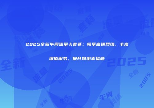 2025全新午间流量卡套餐：畅享高速网络，丰富增值服务，提升网络幸福感
