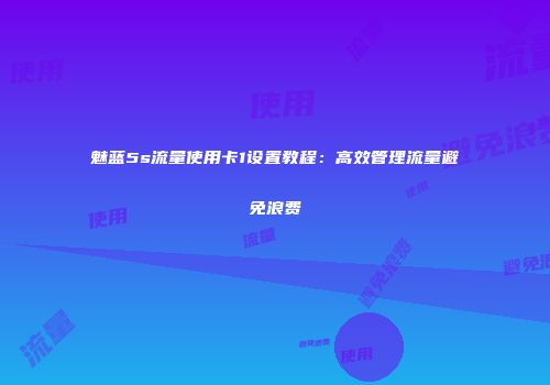 魅蓝5s流量使用卡1设置教程：高效管理流量避免浪费