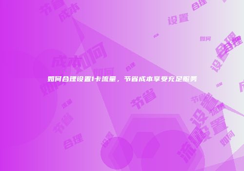 如何合理设置1卡流量，节省成本享受充足服务