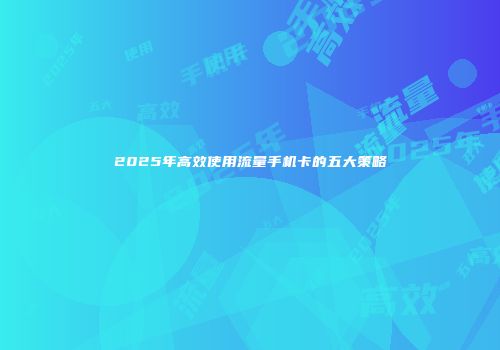 2025年高效使用流量手机卡的五大策略