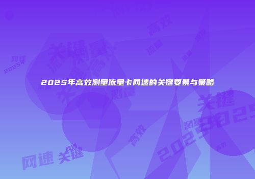 2025年高效测量流量卡网速的关键要素与策略
