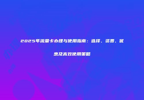 2025年流量卡办理与使用指南：选择、资费、优惠及高效使用策略
