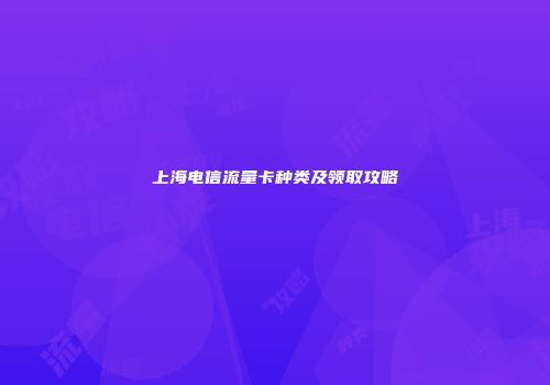 上海电信流量卡种类及领取攻略