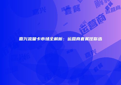 嘉兴流量卡市场全解析：运营商套餐任你选