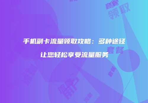 手机副卡流量领取攻略：多种途径让您轻松享受流量服务