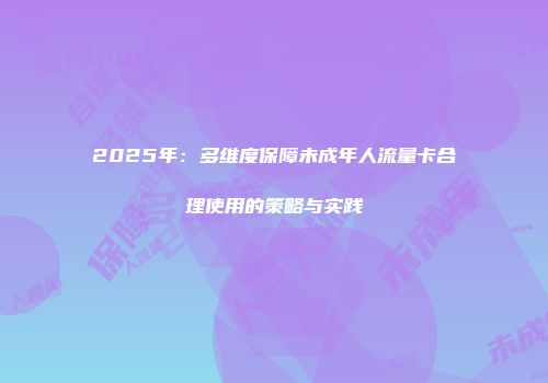 2025年：多维度保障未成年人流量卡合理使用的策略与实践