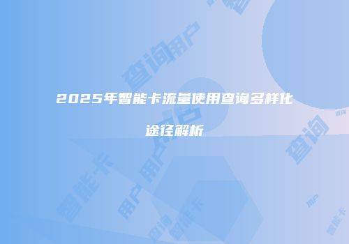 2025年智能卡流量使用查询多样化途径解析