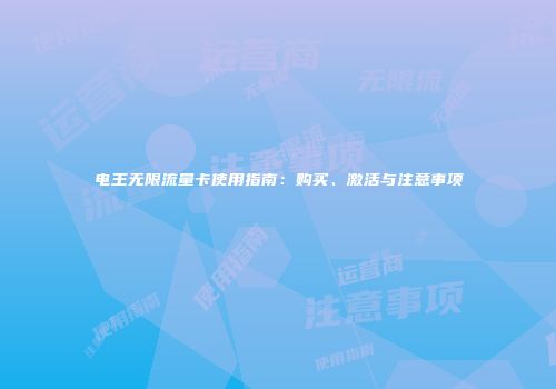 电王无限流量卡使用指南：购买、激活与注意事项