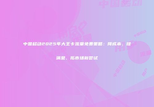 中国移动2025年大王卡流量免费策略：降成本、提满意、拓市场新尝试