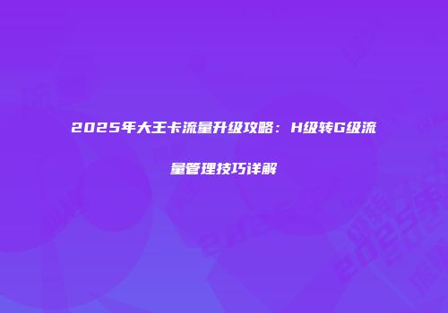 2025年大王卡流量升级攻略：H级转G级流量管理技巧详解