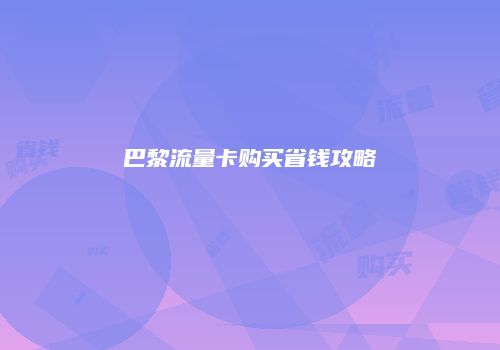 巴黎流量卡购买省钱攻略