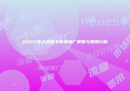 2025年大流量卡市场推广策略与费用分析
