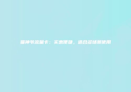 猫神爷流量卡：实惠便捷，适合多场景使用