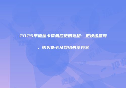 2025年流量卡停机后使用攻略：更换运营商、购买新卡及网络共享方案