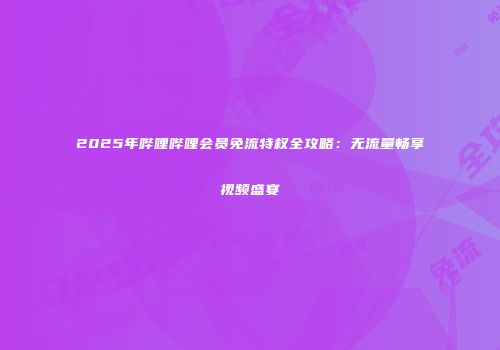 2025年哔哩哔哩会员免流特权全攻略：无流量畅享视频盛宴
