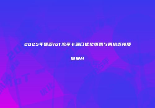 2025年娜呀IoT流量卡端口优化策略与网络连接质量提升