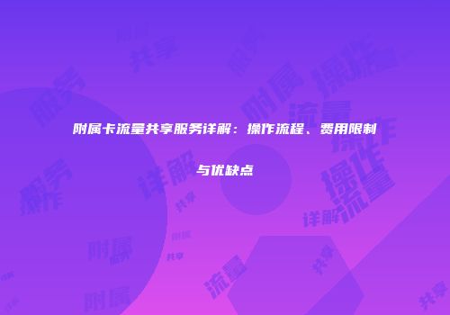 附属卡流量共享服务详解：操作流程、费用限制与优缺点