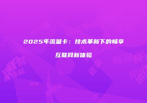 2025年流量卡：技术革新下的畅享互联网新体验