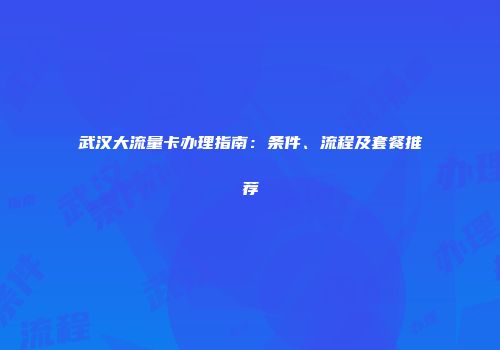 武汉大流量卡办理指南：条件、流程及套餐推荐