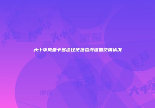 大中华流量卡多途径便捷查询流量使用情况