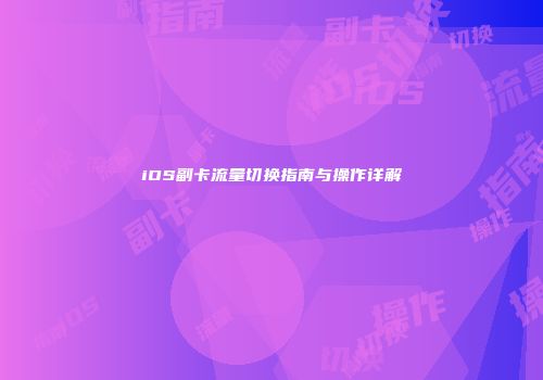 iOS副卡流量切换指南与操作详解
