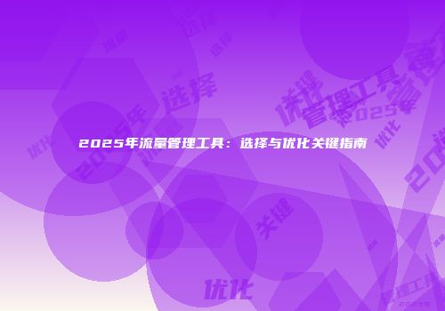 2025年流量管理工具：选择与优化关键指南