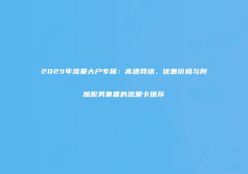 2025年流量大户专属：高速网络、优惠价格与附加服务兼备的流量卡推荐