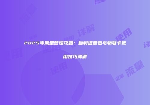 2025年流量管理攻略：自制流量包与物联卡使用技巧详解