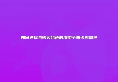 如何选择与购买合适的漫游手机卡流量包