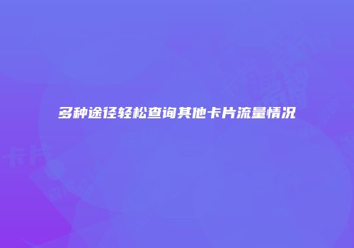 多种途径轻松查询其他卡片流量情况