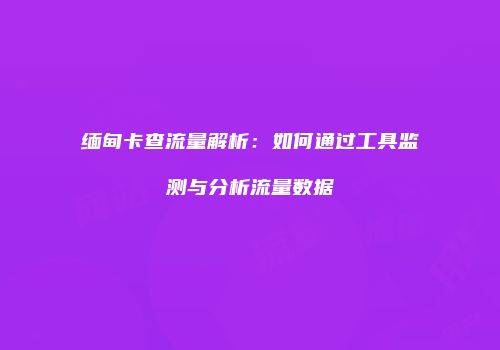 缅甸卡查流量解析：如何通过工具监测与分析流量数据