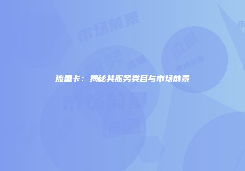 流量卡：揭秘其服务类目与市场前景
