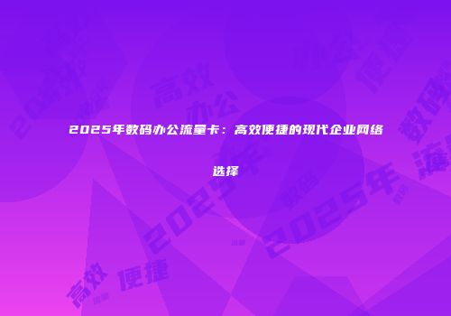2025年数码办公流量卡：高效便捷的现代企业网络选择