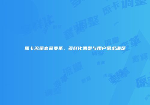 原卡流量套餐变革：多样化调整与用户需求满足