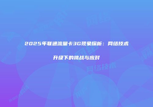 2025年联通流量卡3G现象探析：网络技术升级下的挑战与应对