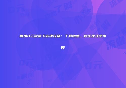 惠州0元流量卡办理攻略：了解特点、途径及注意事项