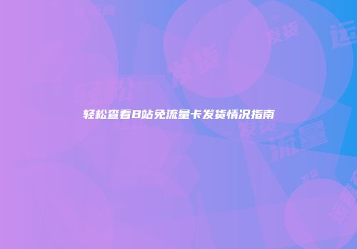 轻松查看B站免流量卡发货情况指南