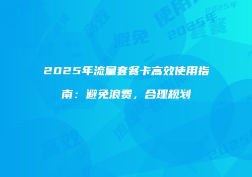 2025年流量套餐卡高效使用指南：避免浪费，合理规划