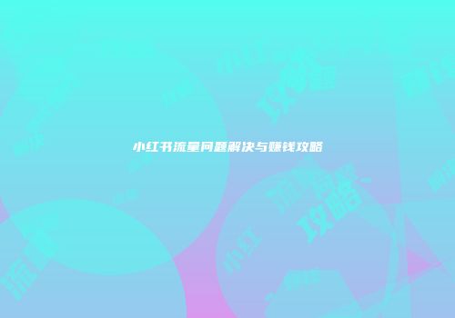 小红书流量问题解决与赚钱攻略