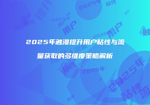 2025年触漫提升用户粘性与流量获取的多维度策略解析