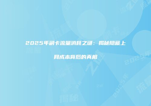 2025年副卡流量消耗之谜：揭秘隐藏上网成本背后的真相