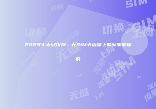 2025年无缝切换：无SIM卡流量上网新策略探索