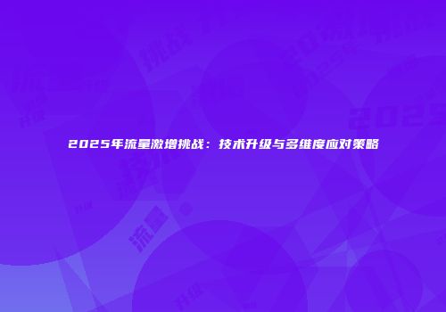 2025年流量激增挑战：技术升级与多维度应对策略