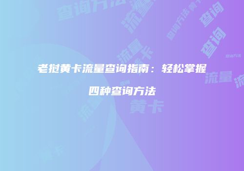 老挝黄卡流量查询指南：轻松掌握四种查询方法