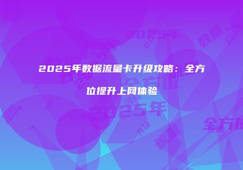 2025年数据流量卡升级攻略：全方位提升上网体验