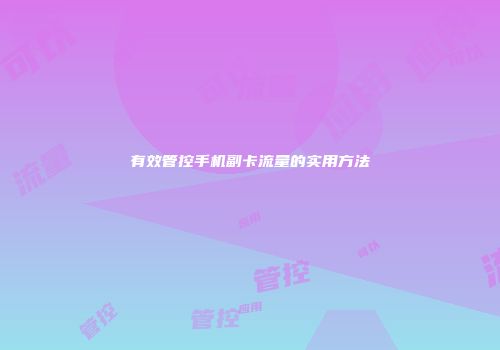 有效管控手机副卡流量的实用方法